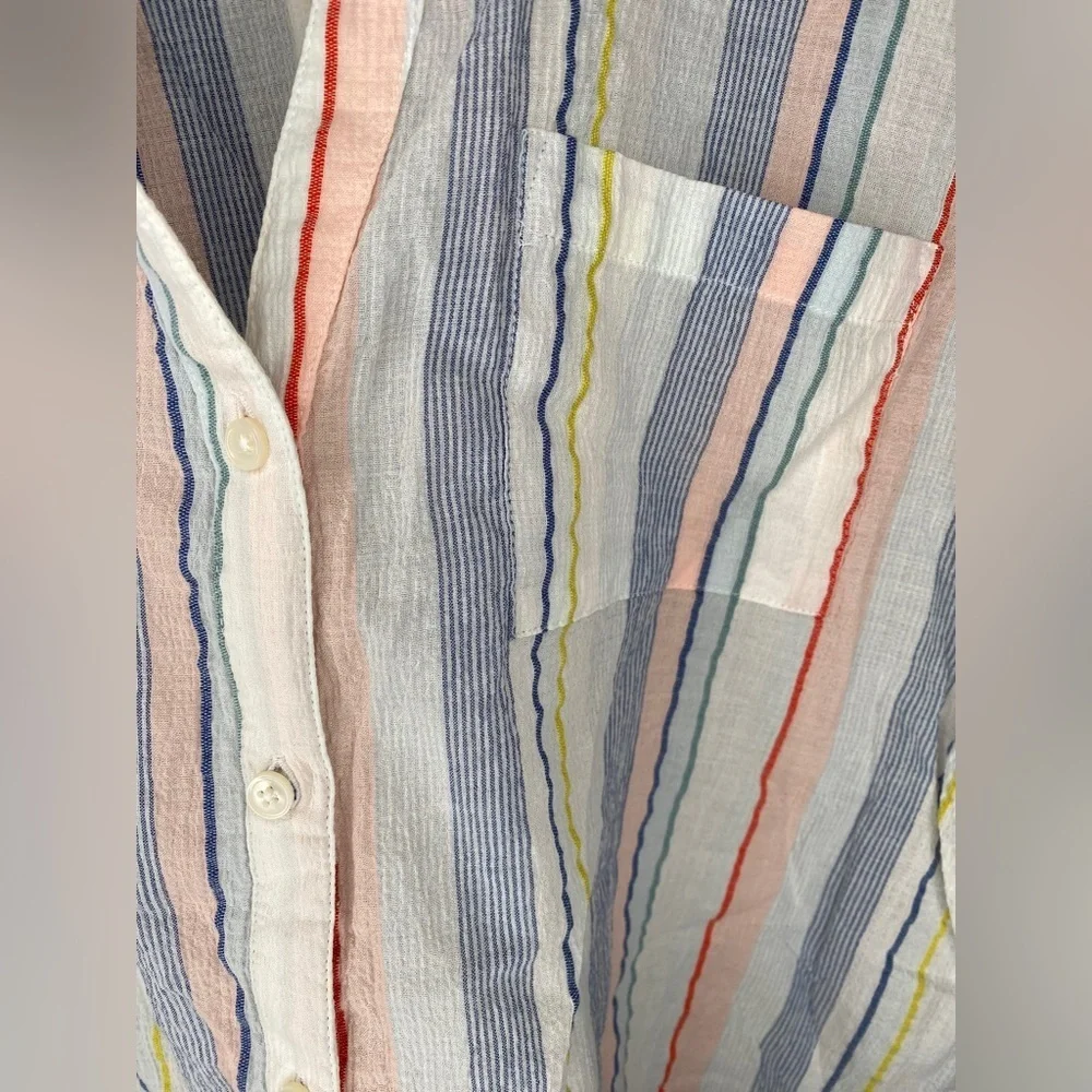 J. Crew Mercantile colorful striped button down spring shirt size large